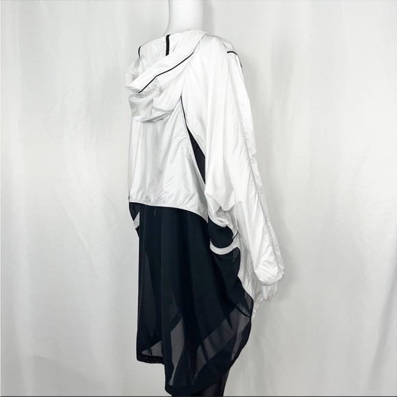 Koral B&W Front Zip &Pockets Lower Half Back Mesh Hooded Windbreaker Jacket SzXL - Picture 4 of 16